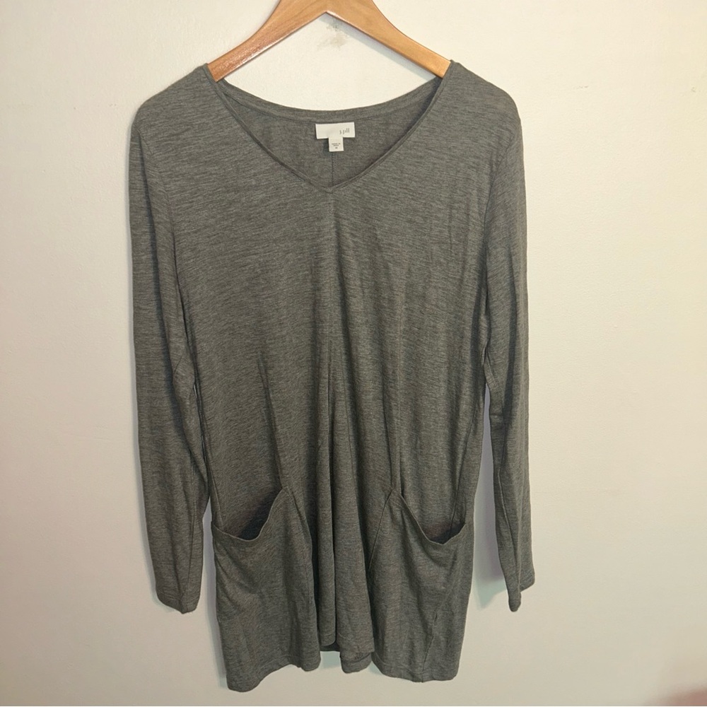 J.Jill Tunic Top w/ Pockets Knit Long Shirt Modal Size M Medium  Heathered Gray - Picture 2 of 8